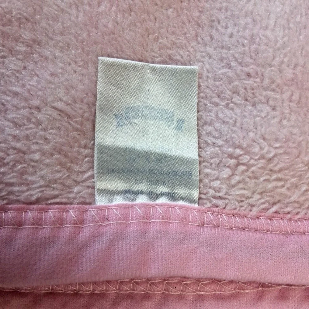 Vtg Sleepy Bear Blanket Soft Fleece 39x52 Plush Crib Pink Orange Thick Girl